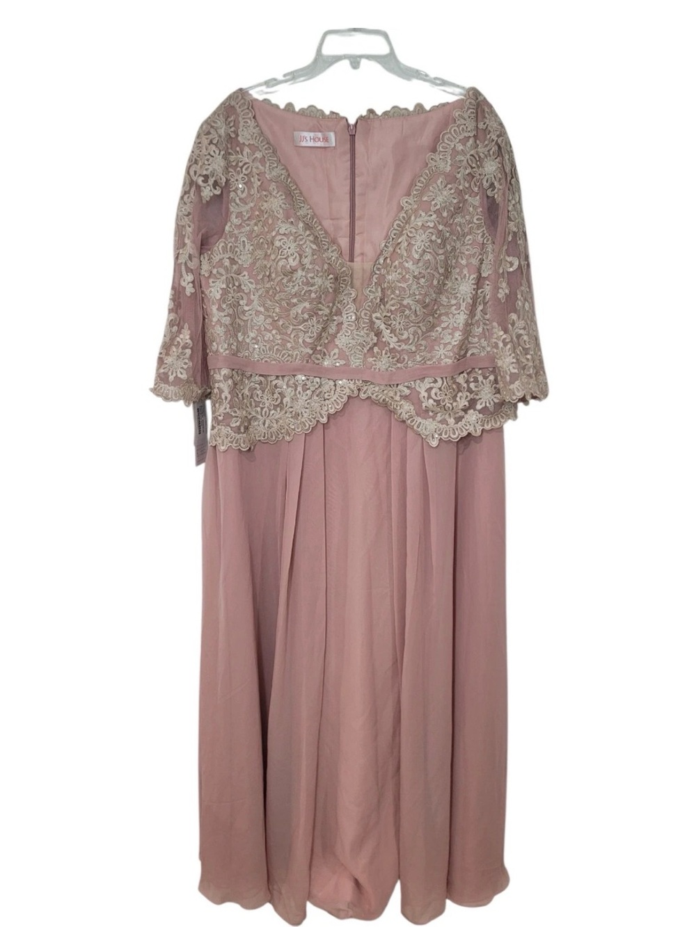 JS Collections Rose Blush Lace-Embellished A-Line Gown